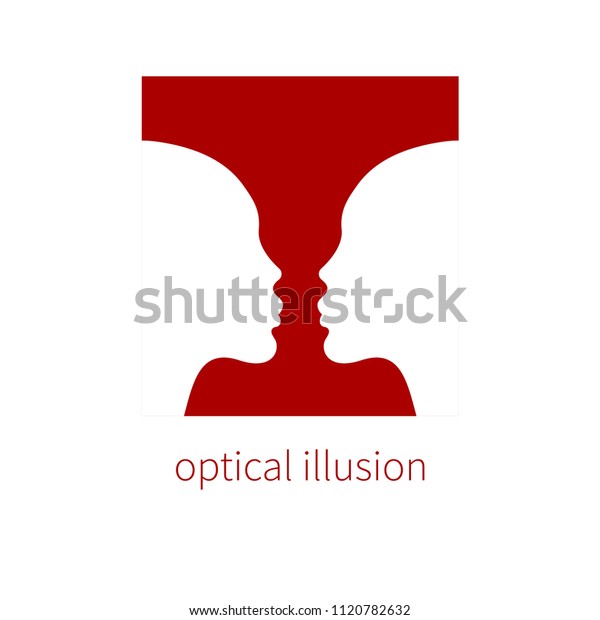 Optical Illusion Vase Two Profiles Negative Stock Vector Royalty