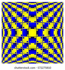 Optical Illusion. Vector 3d Art. Distortion Dynamic Effect. Geometric Magic Background.
