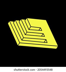 Optical illusion, vector. Optical art objects. Geometric figures. Impossible shapes. Escher style.