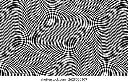 Optical illusion vector background. Simple black and white distorted lines. Opart illustration