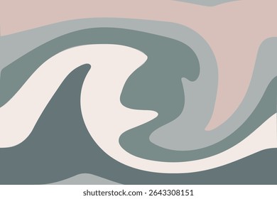 Optical illusion vector background. Simple green and beige distorted lines. Vector background