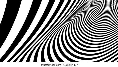 Optical illusion vector geometric worm. Illusion concentric gradient line. 