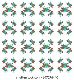 Optical illusion. Vector illustration good for the interior design, printing, web and textile design. Seamless texture of floral ornament in beige, blue and green colors.