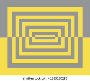 The optical illusion of a vibrant yellow and ultimate gray tunnel pattern for a background, template or banner