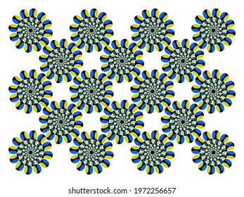 Optical illusion - visual effect of circles rotating around.