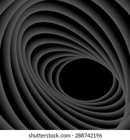 Optical illusion of volume gray curving spiral.