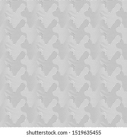 Optical illusion of volume and movement of geometric shapes. Abstract seamless pattern. Texture of many small elements.