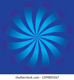 Optical illusion of volume. Round vector isolated blue  pattern on a dark blue background. Circles of blue alternating strips, nested into each other.