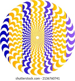 The optical illusion of volume. Round vector isolated black and white pattern on a white background. Circles of black and white alternating stripes, nested into each other.