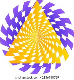 The optical illusion of volume. Round vector isolated black and white pattern on a white background. Circles of black and white alternating stripes, nested into each other.
