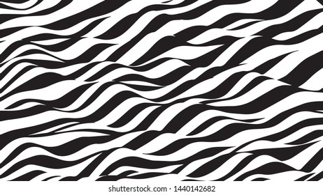 Optical illusion wave. Black and white geometric pattern. Vector illustration. EPS10. Horizontal lines stripes pattern or background with wavy distortion effect.