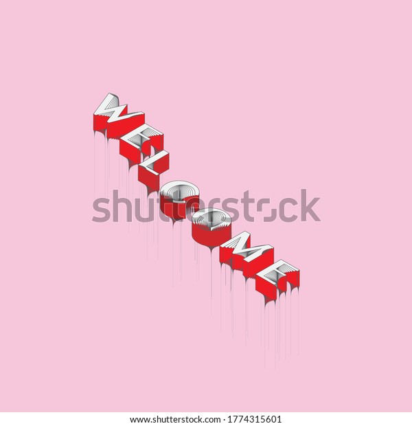 Optical Illusion Welcome Typography Staggered Shape Stock Vector ...