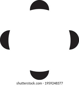 Optical illusion of white circle within four black circles