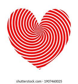 Optical illusion of white and red heart. Vector illustration.	