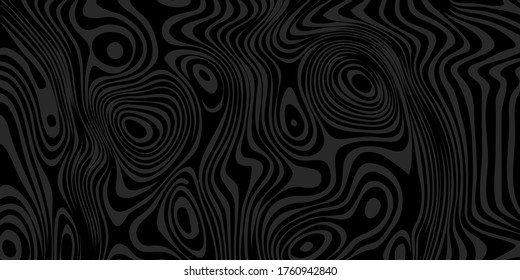 Banner amplio con ilusión óptica, fondo con líneas distorsionadas, afiche en blanco y negro. Tarjeta de ilusión Op. Ilustración del vector