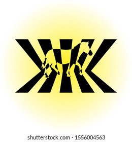 An optical illusion of a zebra crossing a crosswalk. Vector illustration.