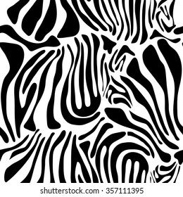 Optical illusion zebra seamless vector pattern. Safari textile collection. Black on white. Backgrounds & textures shop.