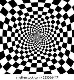 Optical illusion zoom black and white chess background