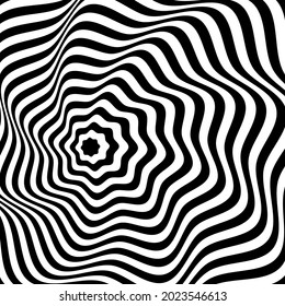 Optical illusions. Abstract striped with monochrome waves background. vector illustration