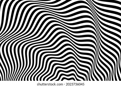 Optical illusions. Abstract striped with monochrome waves background. vector illustration