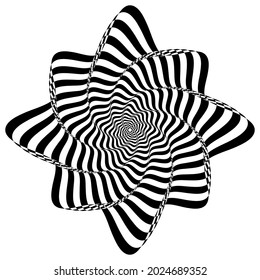 Ilusiones ópticas. Resumen rayado con fondo de ondas monocromáticas. ilustración vectorial