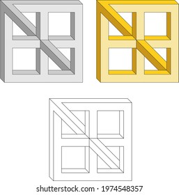 Optical illusions impossible shapes, 3D rectangle