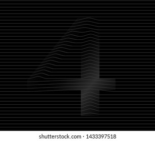 Optical illusions: space distortion effect, stylised number four