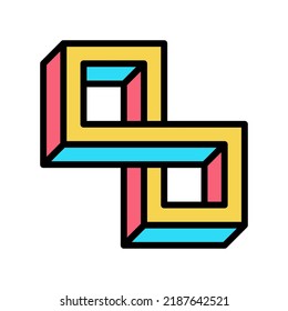 optical impossible geometric shape color icon vector. optical impossible geometric shape sign. isolated symbol illustration