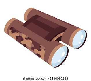 Optical instrument icon for viewing distant objects. Binoculars with glass lenses, devices for education. Modern isolated vector illustration
