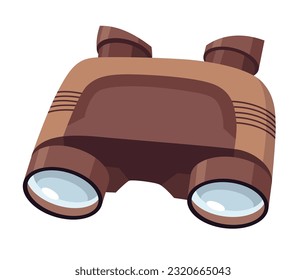 Optical instrument icon for viewing distant objects. Binoculars with glass lenses, devices for education. Modern isolated vector illustration