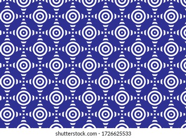 Patrón óptico japonés. Impresión vectorial geométrica sin problemas. Papeles circulares azules y ondulados. Colores de moda adornan textura. Diseño de tela moderna. Patrón geométrico original al estilo japonés.