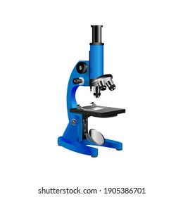 Optical laboratory microscope. Isometric vector image.