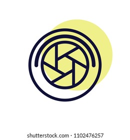 Optical, lens, camera lenses vector line icon