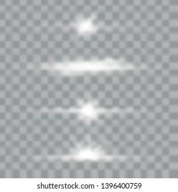 Optical lens flare light effects. stars and light flashes vector effects on transparent background with sparkling sun beams. Vector illustration