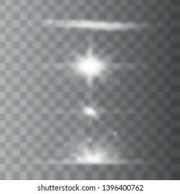 Optical lens flare light effects. stars and light flashes vector effects on transparent background with sparkling sun beams. Vector illustration