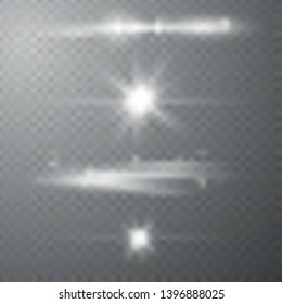 Optical lens flare light effects. stars and light flashes vector effects on transparent background with sparkling sun beams. Vector illustration