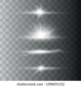 Optical lens flare light effects. stars and light flashes vector effects on transparent background with sparkling sun beams. Vector illustration