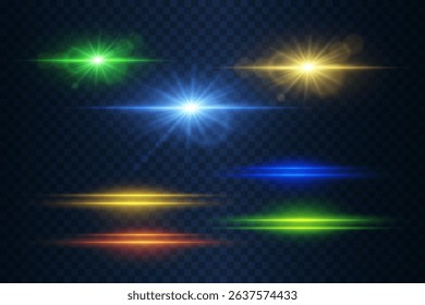 Optical lens flash, lighting effects. On a transparent background.