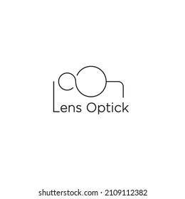 optical lens logo. glasses shape affinity line illustration.