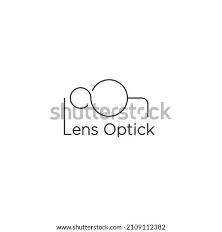 optical lens logo. glasses shape affinity line illustration.