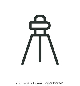 Optical level isolated icon, laser level on tripod vector icon with editable stroke