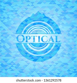 Optical light blue mosaic emblem