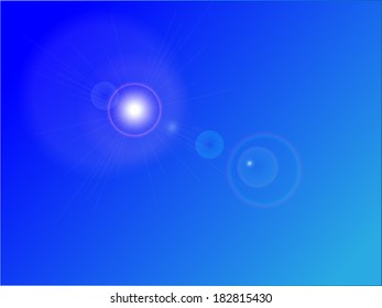 The optical light flare in blue sky vector background