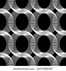 Optical Linear Circles. Decorative seamless pattern. Repeating background. Tileable wallpaper print.