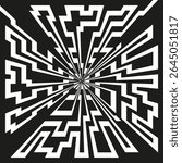 Optical maze icon. Black and white figure. Star shaped tunnel. Vector illusion.