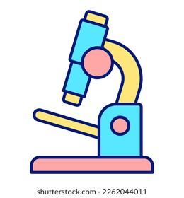 Optical microscope for laboratory research - icon, illustration on white background, color style