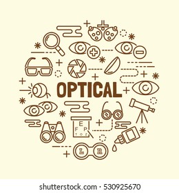 optical minimal thin line icons set, vector illustration design elements