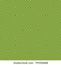 Optical motion illusion seamless pattern. Yellow green striped moving ornament.