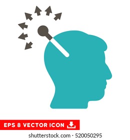 Optical Neural Interface EPS vector icon. Illustration style is flat iconic bicolor grey and cyan symbol on white background.