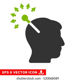 Optical Neural Interface EPS vector icon. Illustration style is flat iconic bicolor eco green and gray symbol on white background.